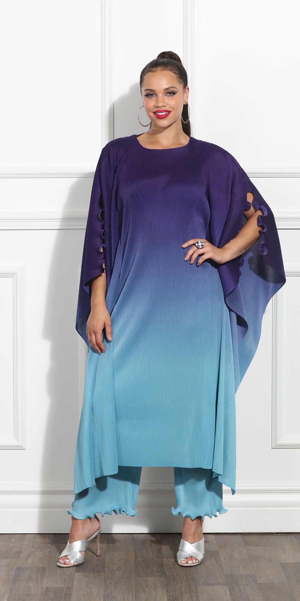 Luxe Moda LM362 - Purple Blue - Ombre Dress and Pant Set