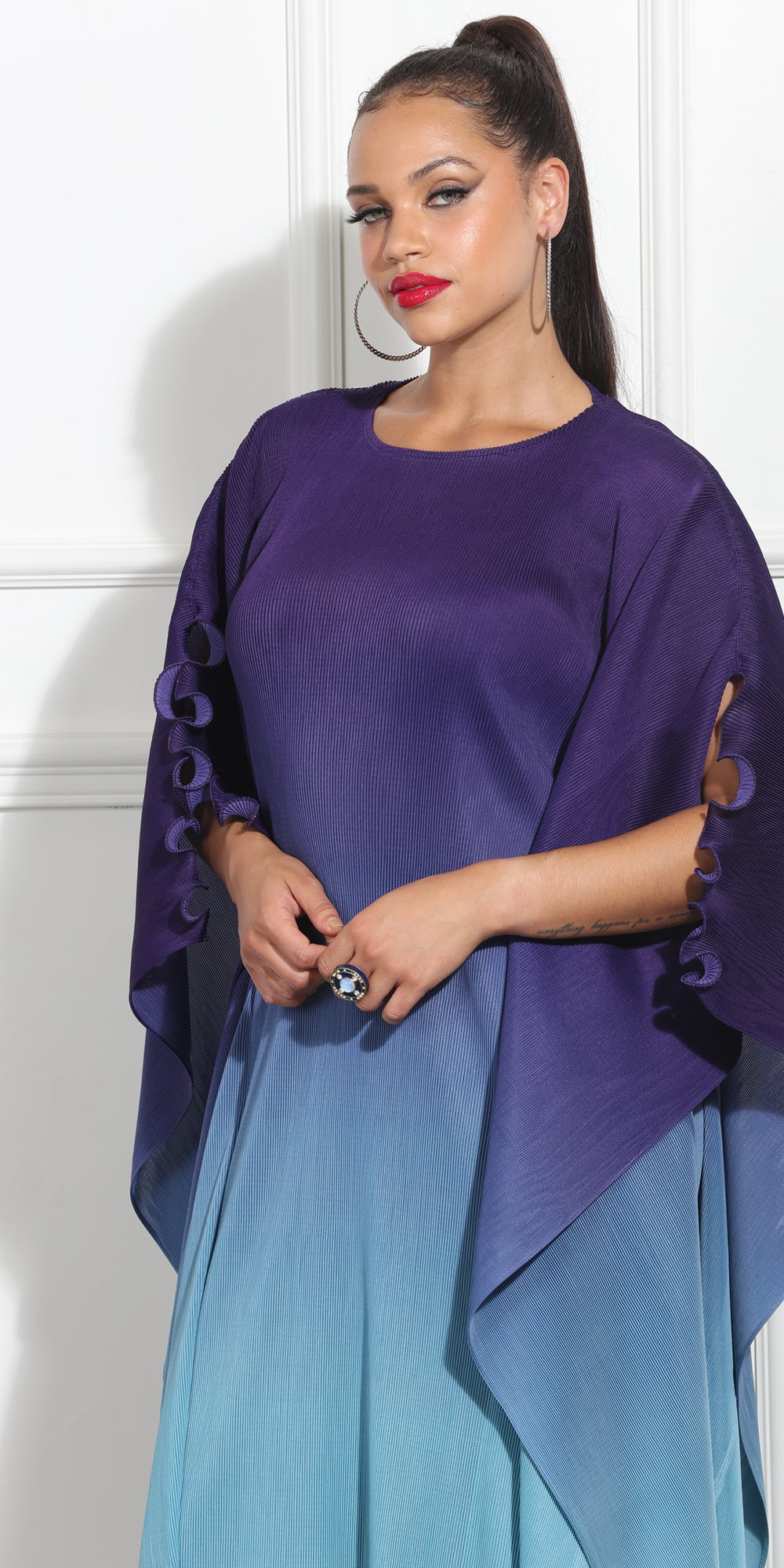 Luxe Moda LM362 - Purple Blue - Ombre Dress and Pant Set