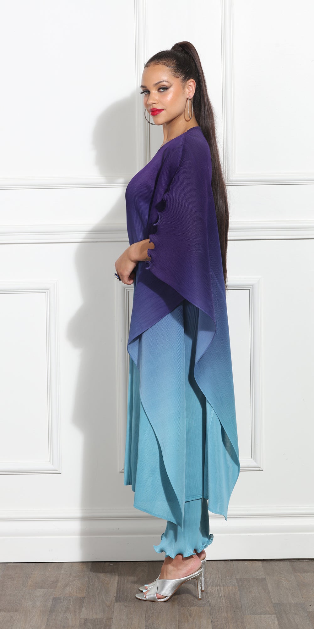 Luxe Moda LM362 - Purple Blue - Ombre Dress and Pant Set