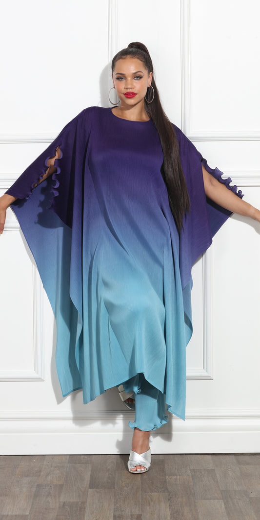 Luxe Moda LM362 - Purple Blue - Ombre Dress and Pant Set