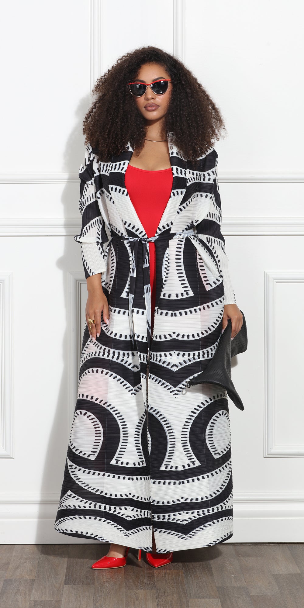 Luxe Moda LM363 - Black White - High Style Print Duster