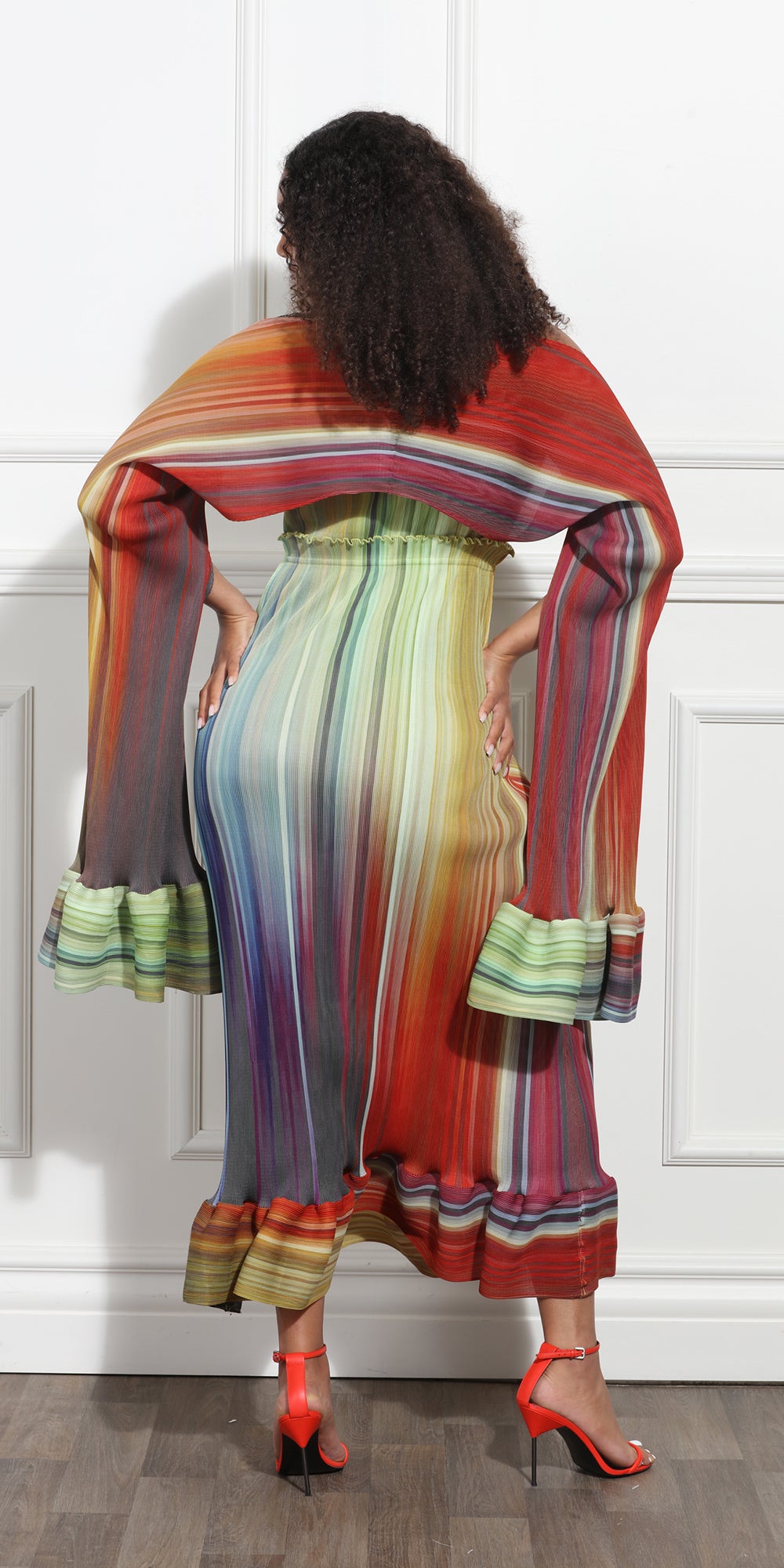 Luxe Moda LM364 - Multi - Dress with Cape Sleeve Cover