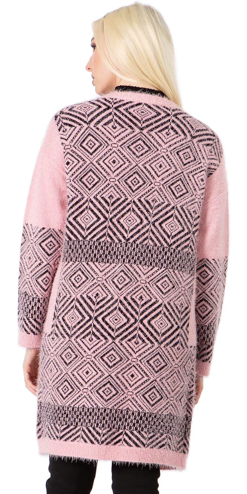 Maxsport MX37648 - Light Pink - Print Knit Eyelash Cardigan