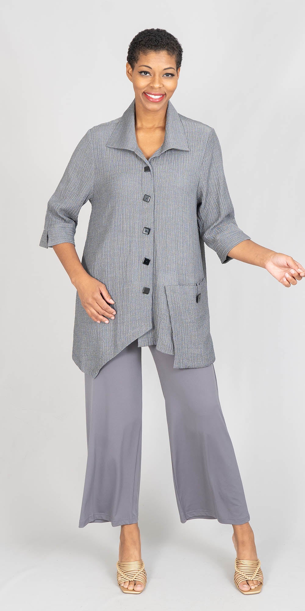 Moonlight - 8390 - Grey - Button Front Jacket