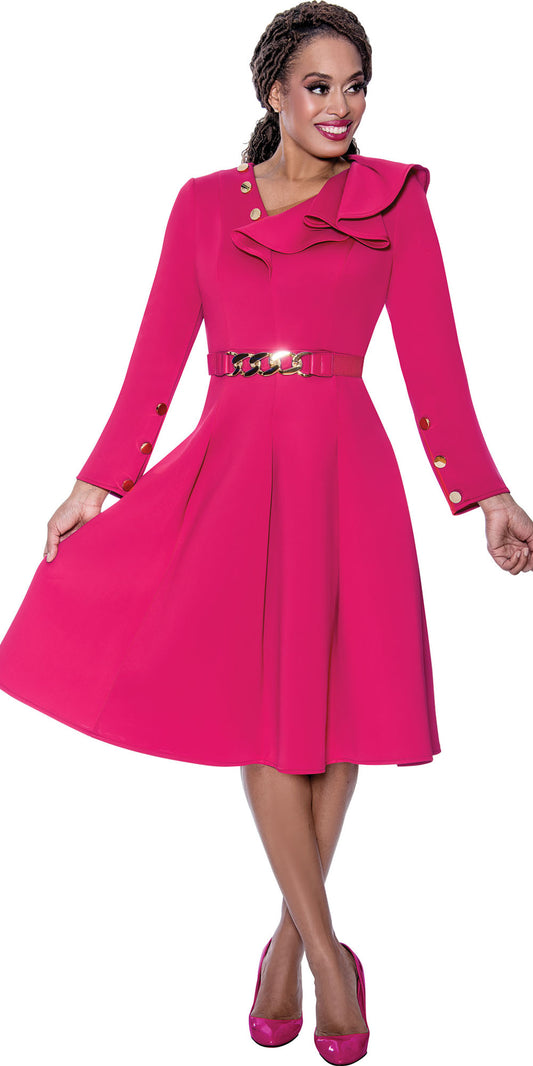 Dresses By Nubiano 100191 - Magenta - Scuba Belted Dress