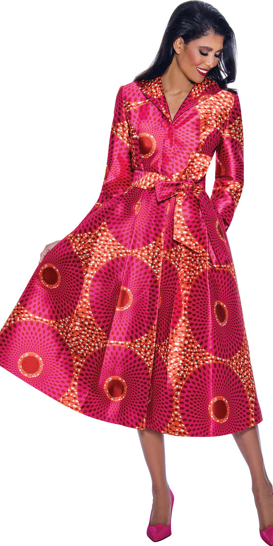 Dresses by Nubiano 12321 - Multi - Print Dress with Sash Belt