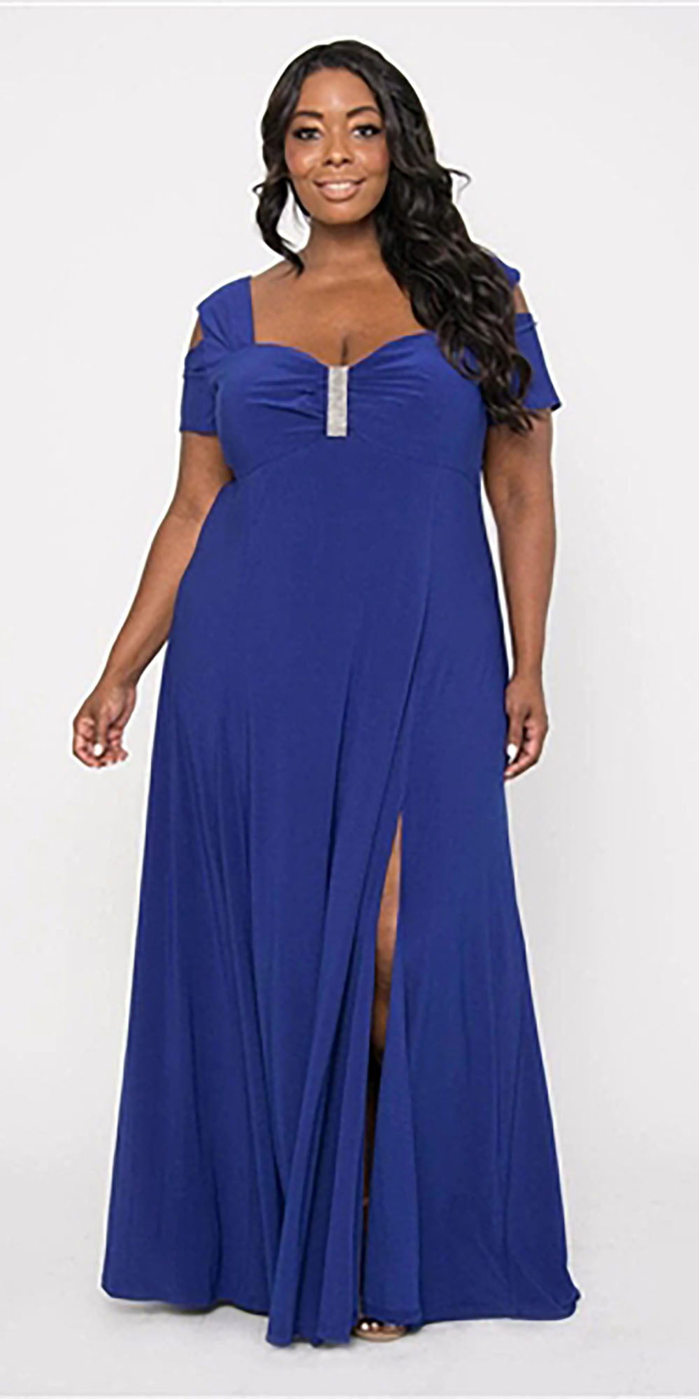 R&M Richards 1367W - Navy - Cold-shoulder Plus Size Dress