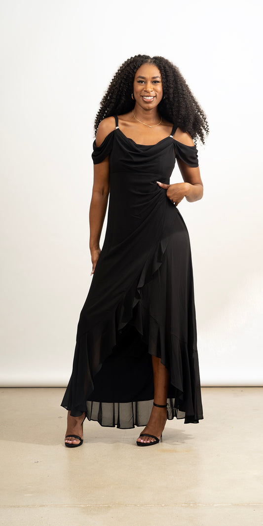 RM Richards 3111 - Black - Long Chiffon Hilo Dress