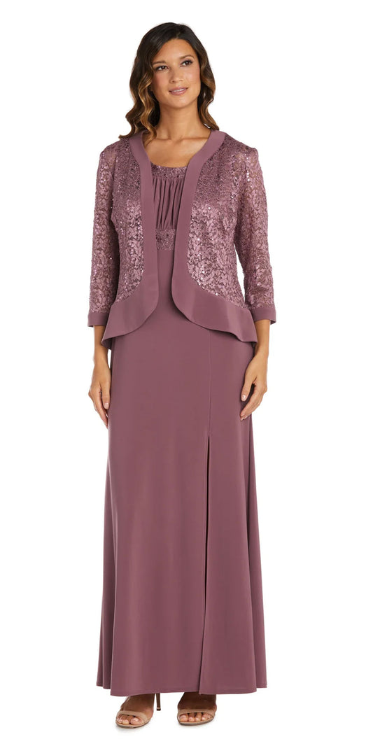 R&M Richards 3785 - Dark Rose - Sequin Lace 2pc Jacket Dress