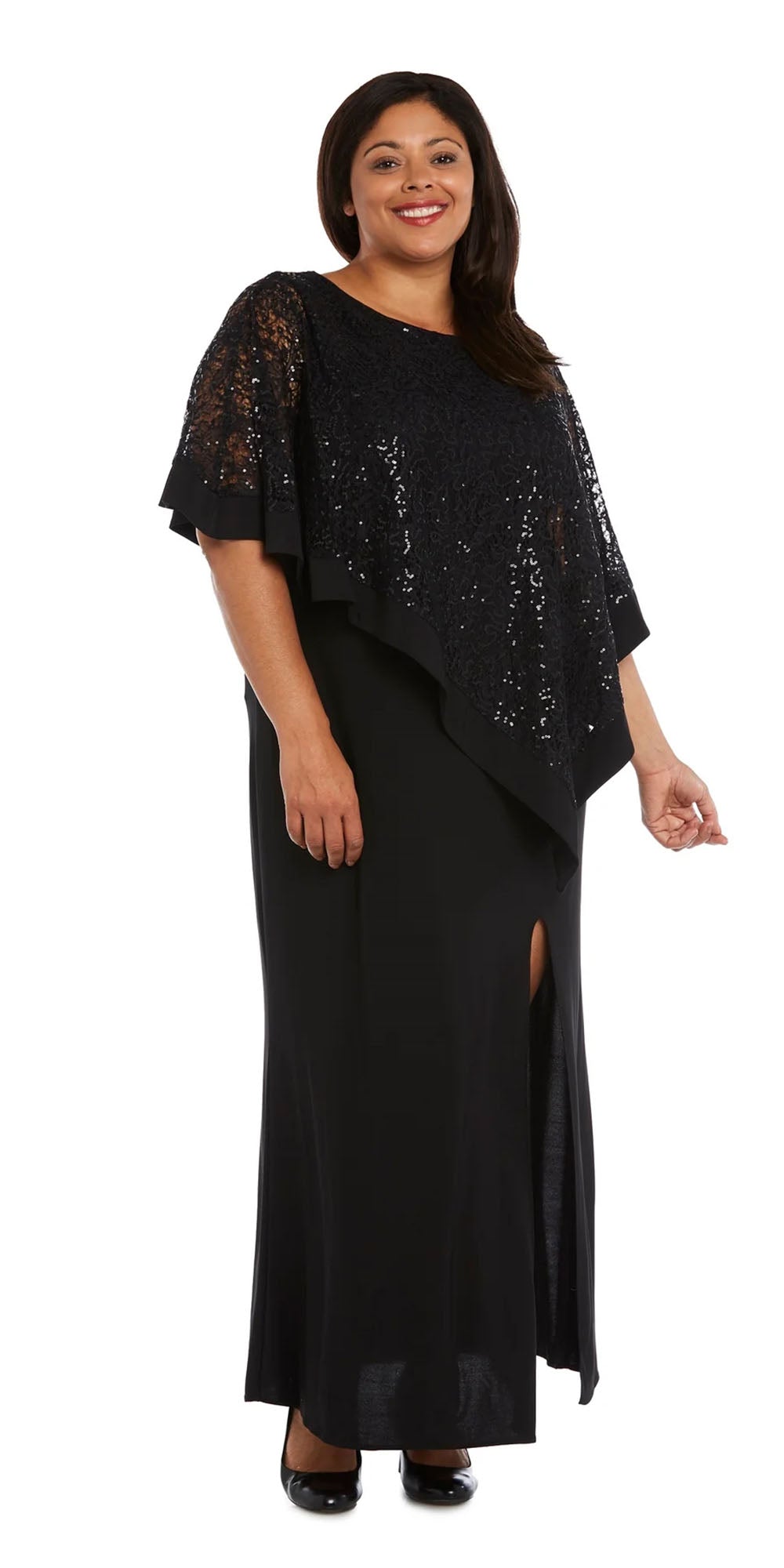 R&M Richards 8899 - Black - Lace Poncho Dress