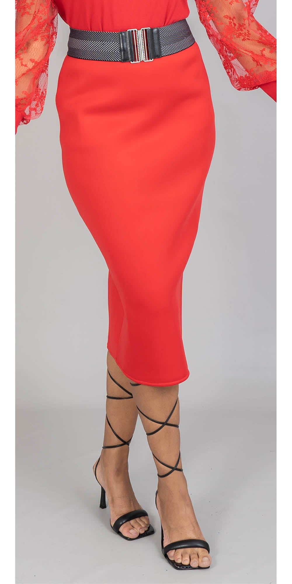 Rose Collection - RC945X - Red - Scuba Fabric Pencil Skirt