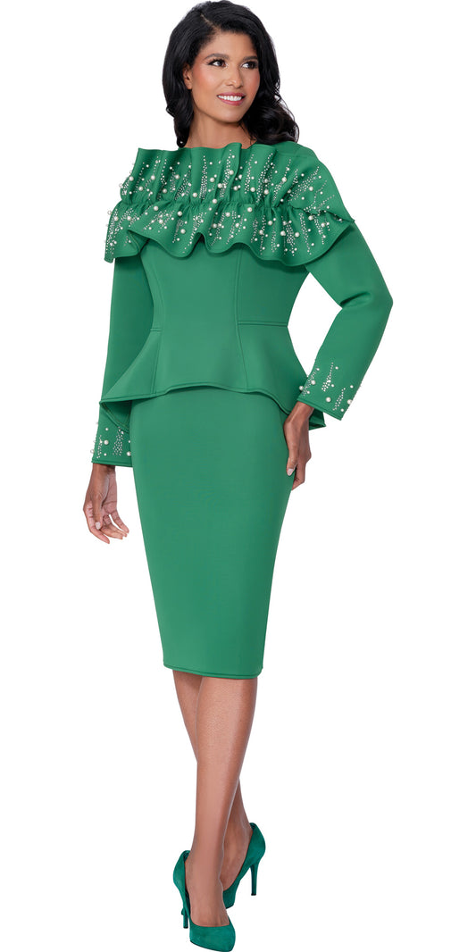 Stellar Looks 600601 - Emerald - Scuba Embellished Dress