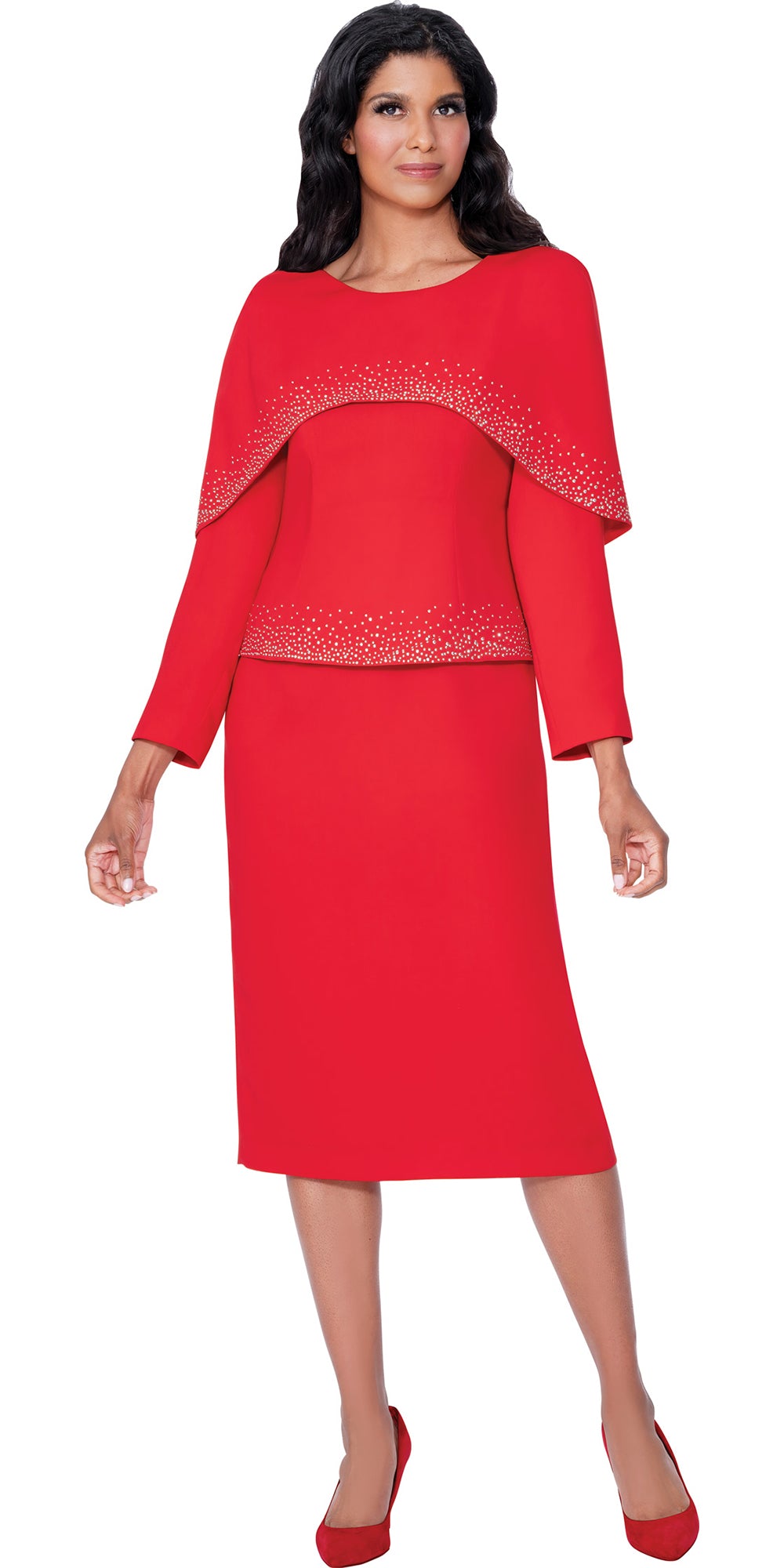 Stellar Looks 600642 - Red - Crystal Portrait Skirt Set