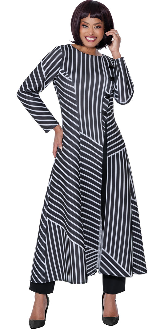 Stellar Looks 600812 - Black White - Stripe Pant Set