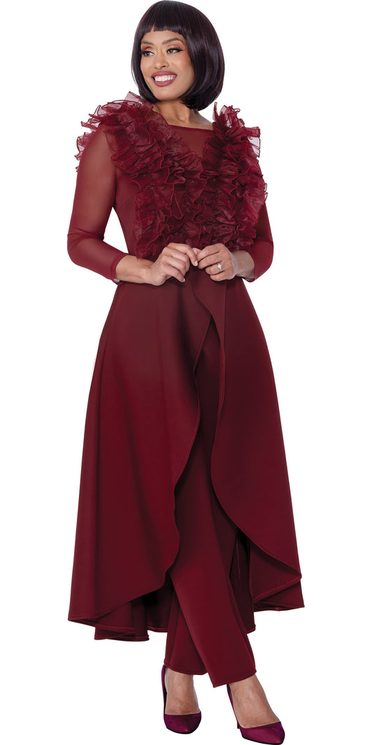 Stellar Looks 600822 - Burgundy - Organza Pant Set