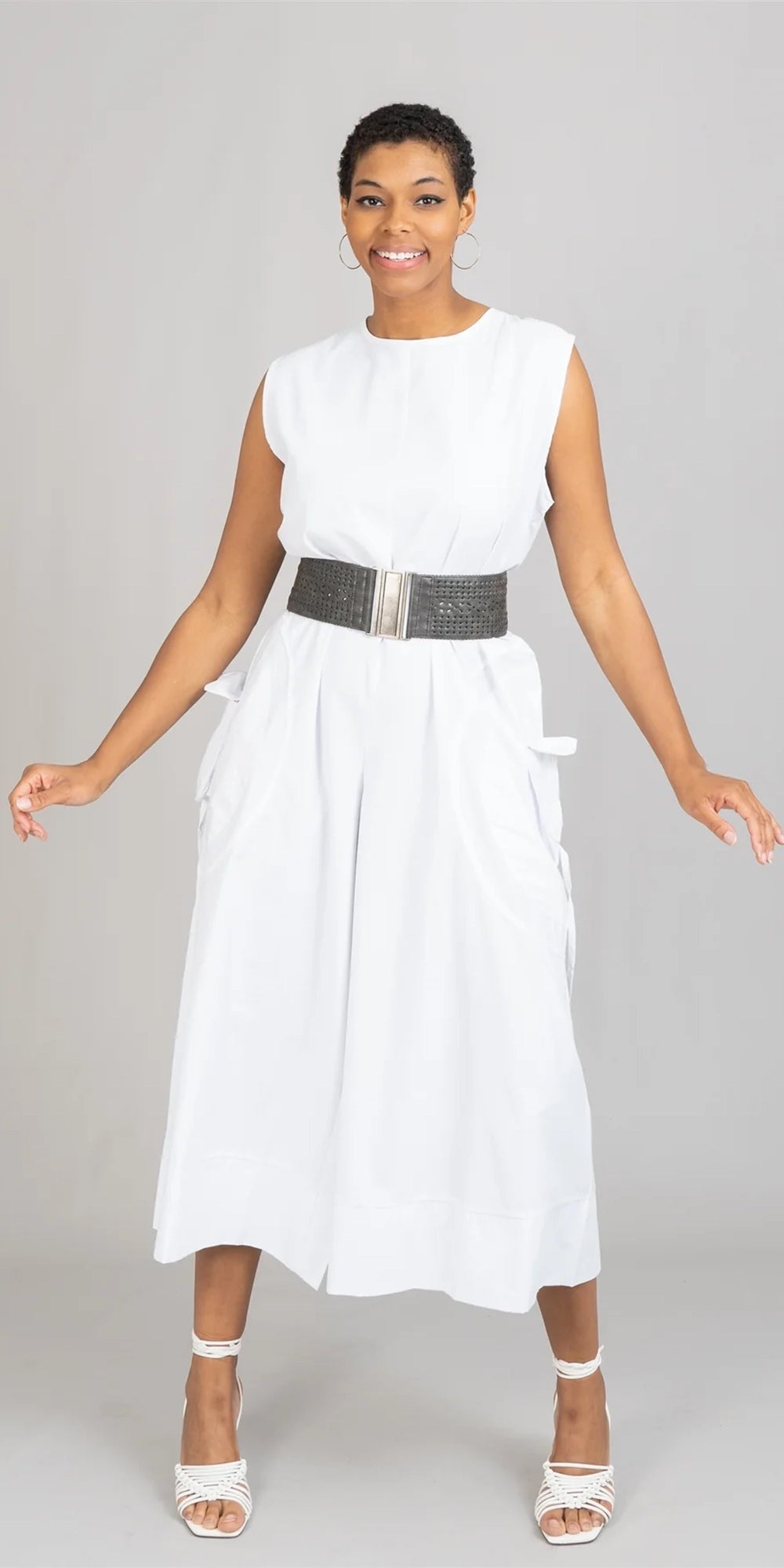 Step in Style AA23004PV - Sleeveless Patch Pocket Jumpsuit