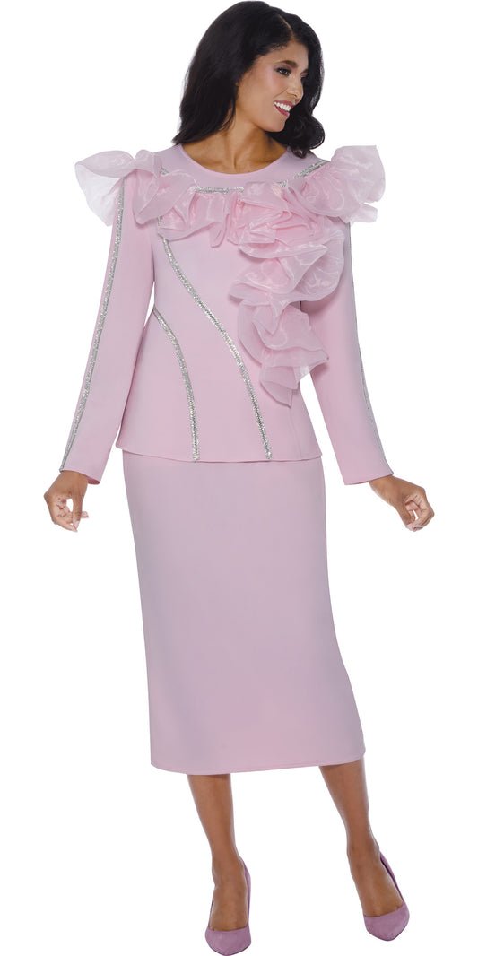 Stellar Looks 600542 - Pink - Crystal Ruffle Skirt Set