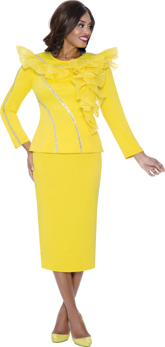 Stellar Looks 600542 - Yellow - Crystal Ruffle Skirt Set