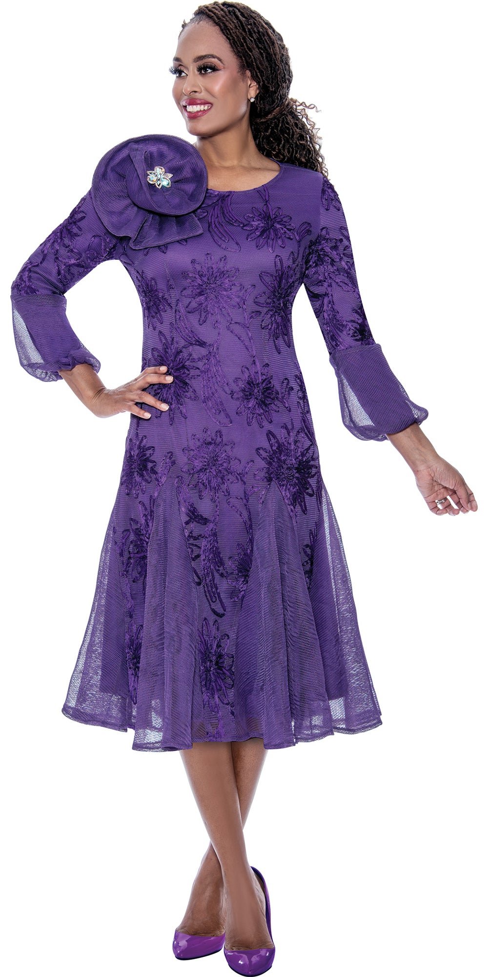 Stellar Looks 600351 - Purple - Embellished Mesh Dress