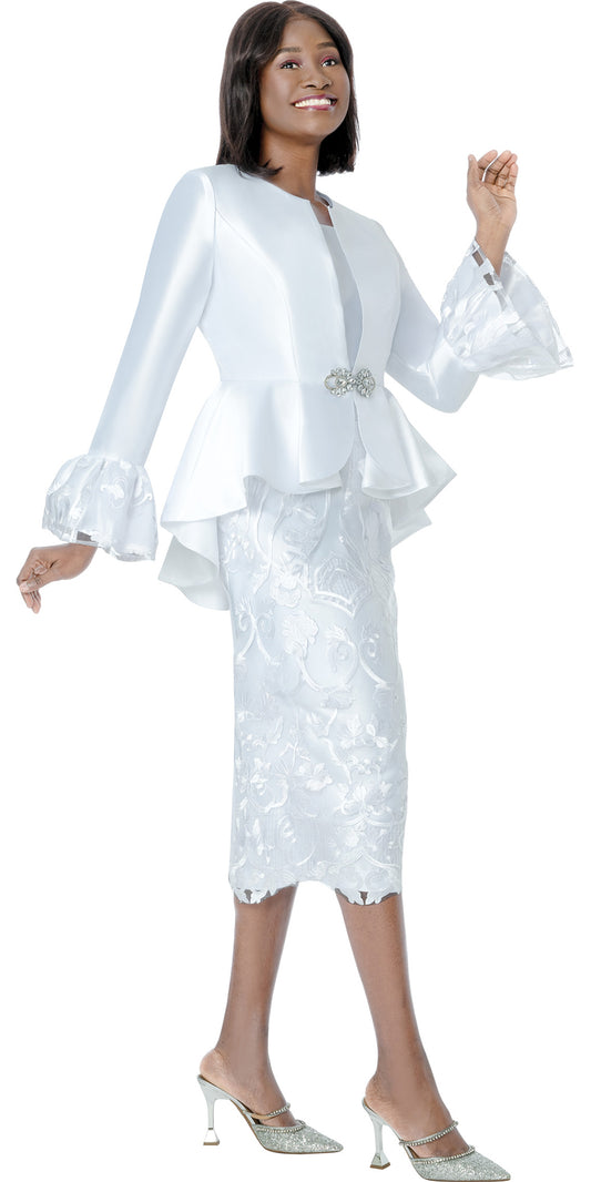 Terramina 7025 - White - 3 pc Skirt Suit