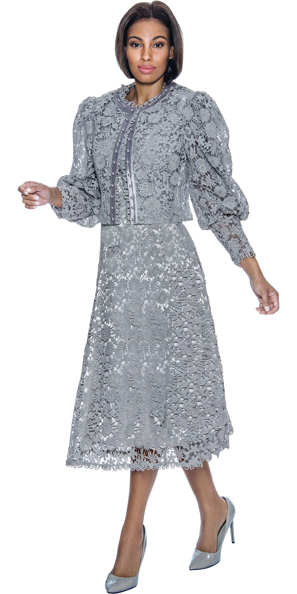 Terramina 7051 - Silver - Lace 2 pc Jacket Dress