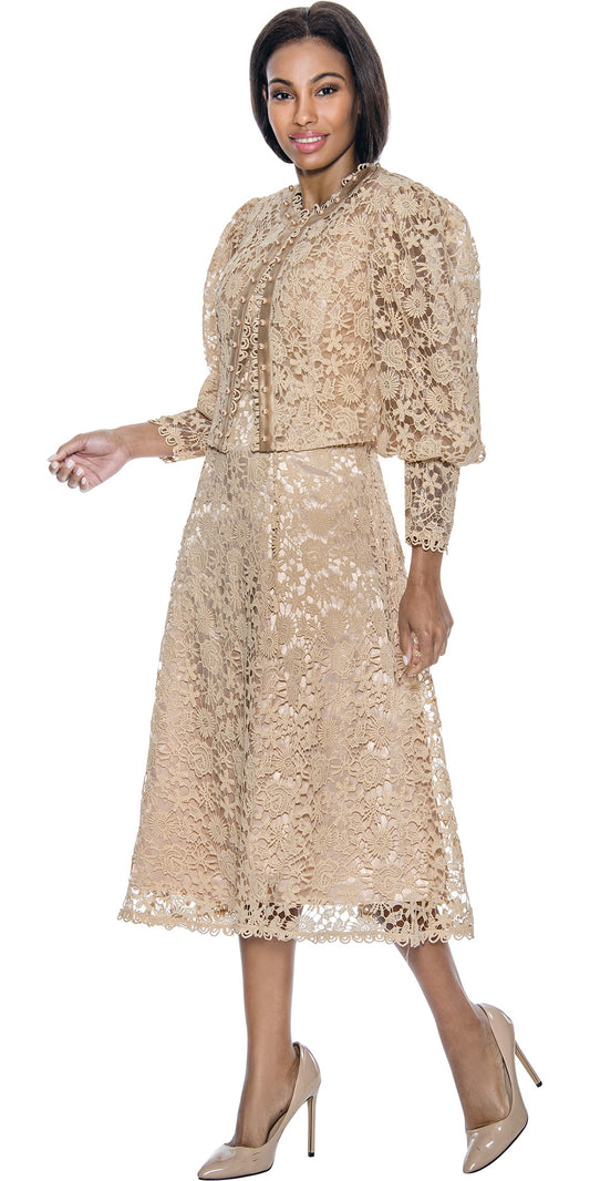 Terramina 7051 - Champagne - Lace 2 pc Jacket Dress