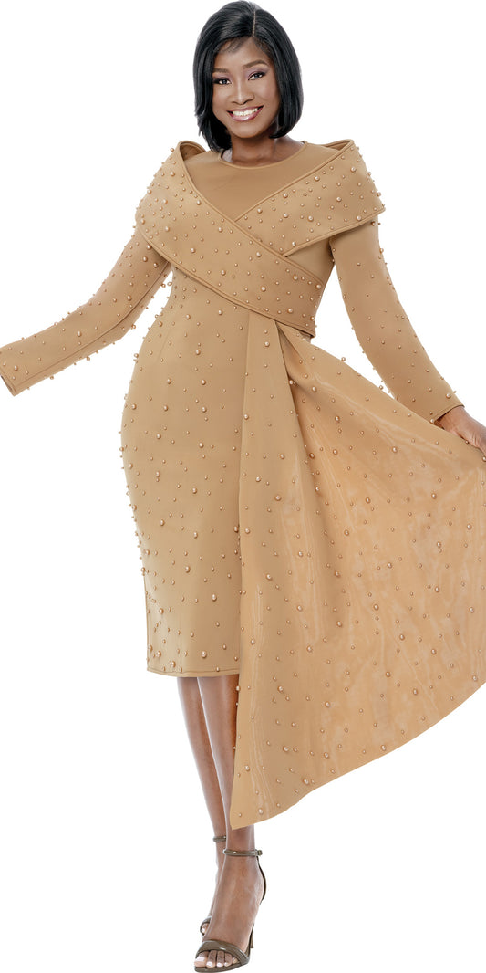 Terramina 7111 - Mocha - Pearl Scuba Dress