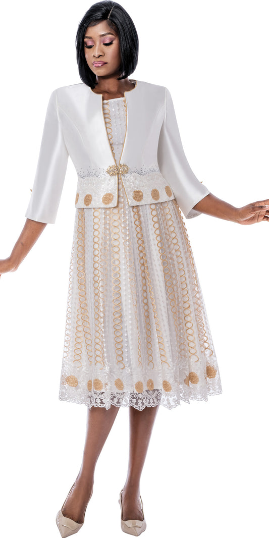 Terramina 7252 - Off White - Lace Dress with Jacket