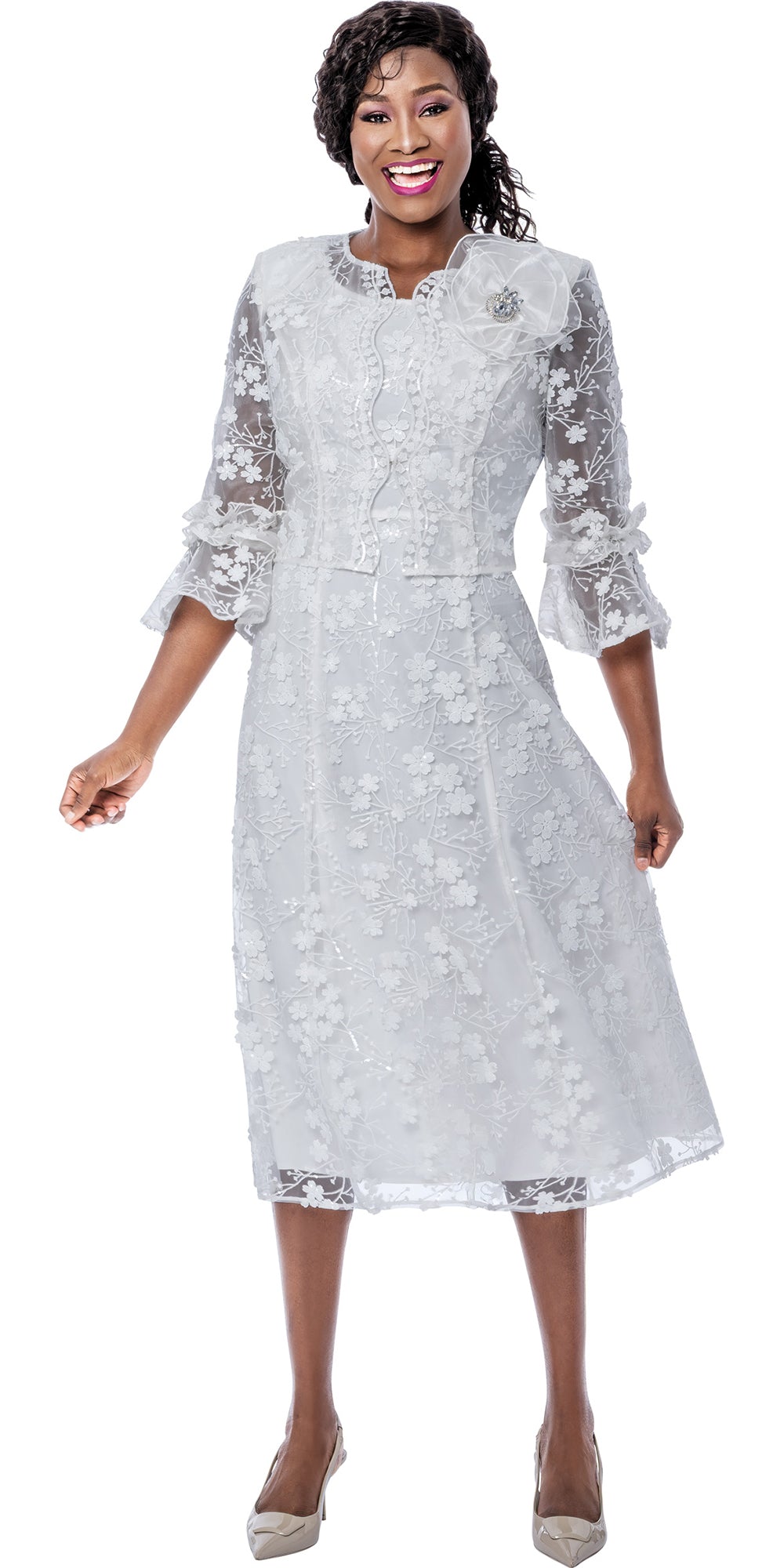 Terramina 7253 - White - 2 pc Dress with Jacket