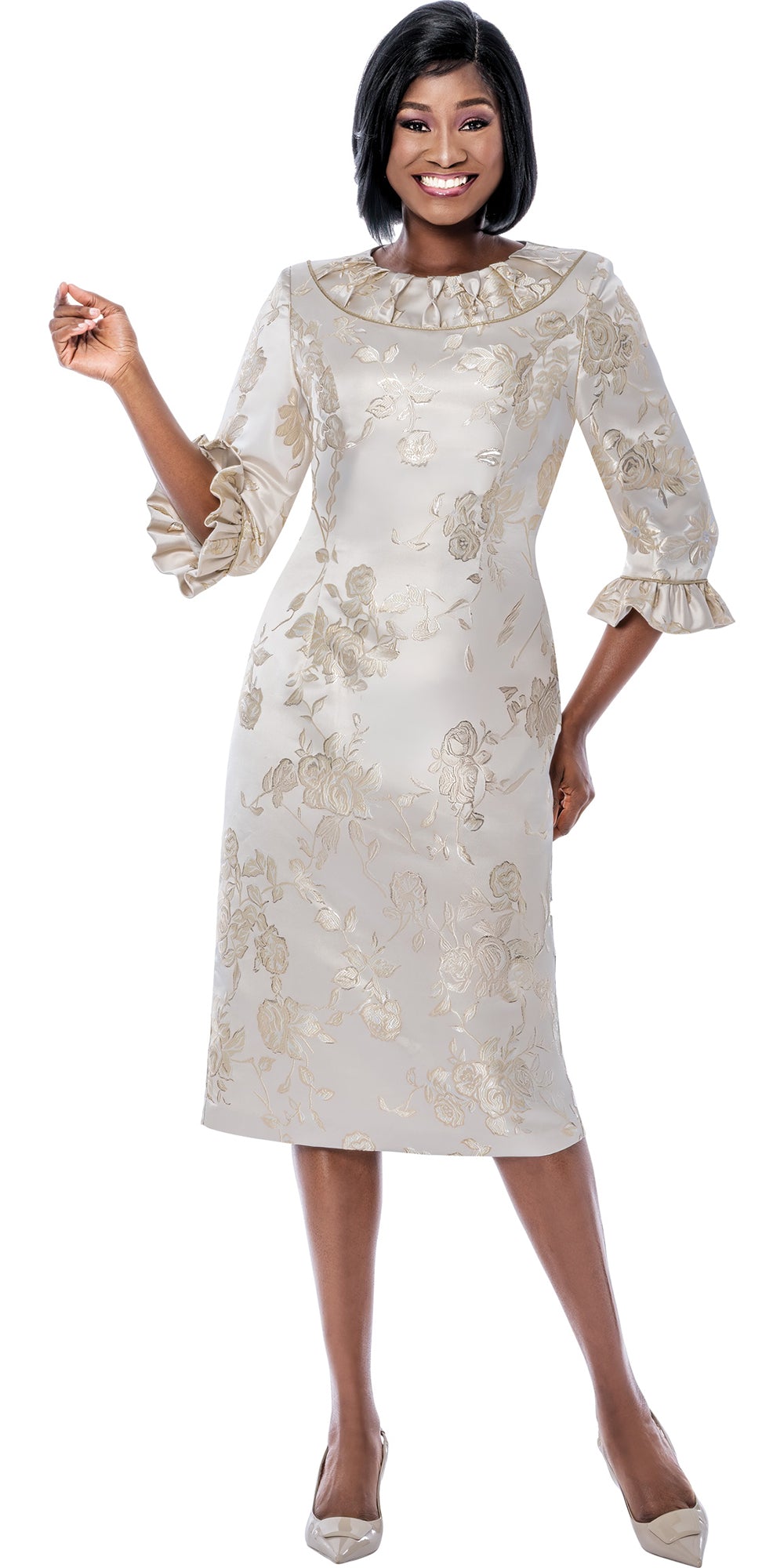 Terramina 7268 - Gold - Brocade Dress