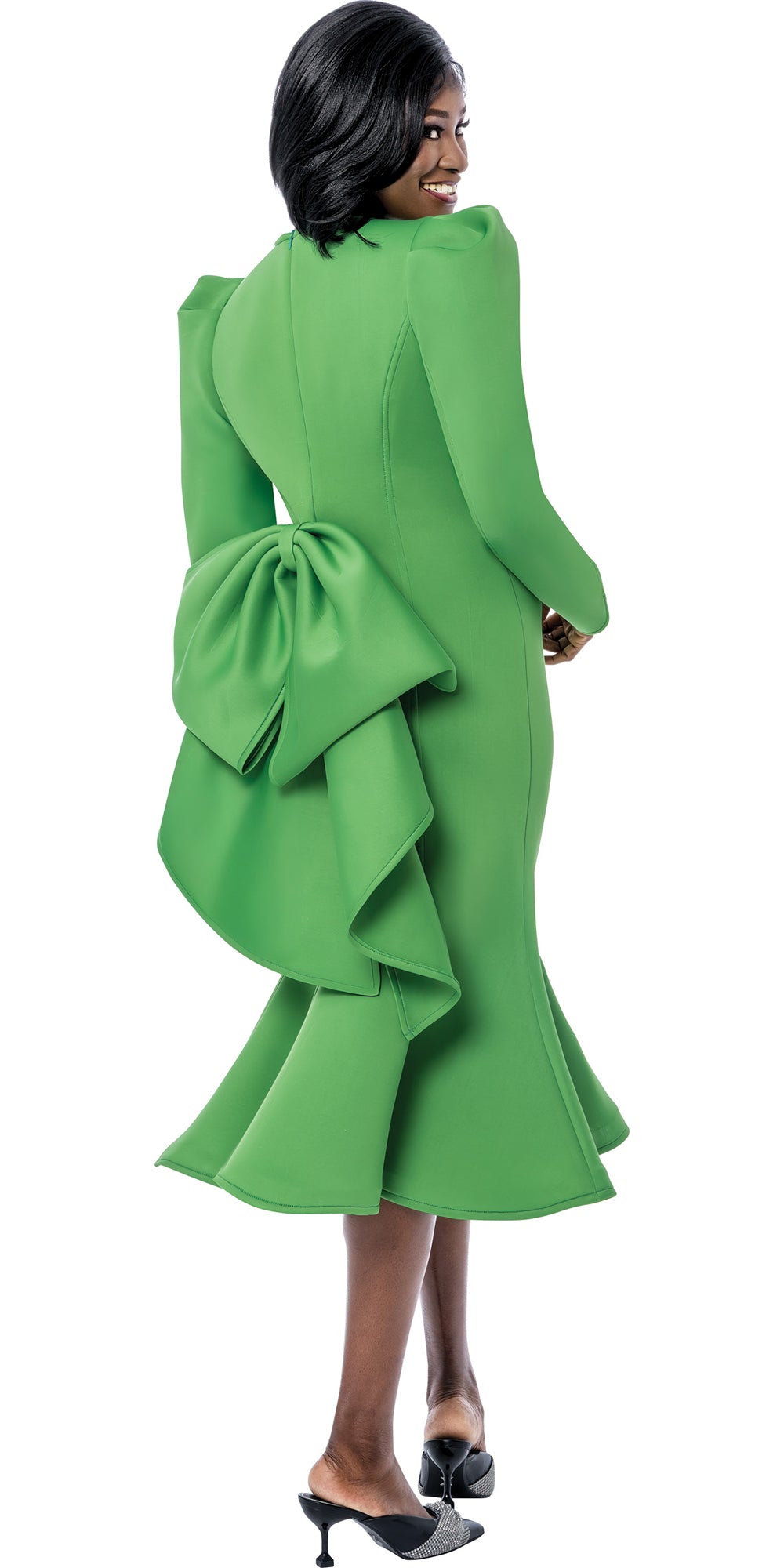 Terramina 7282 - Green - Crystal Trim Scuba Dress