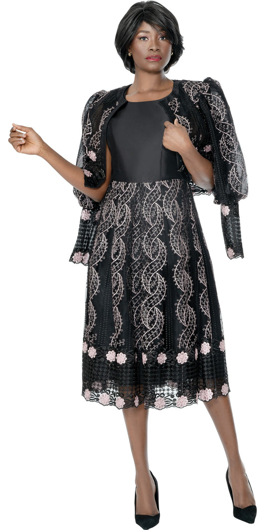 Terramina 7310 - Black Pink - Dress with Jacket