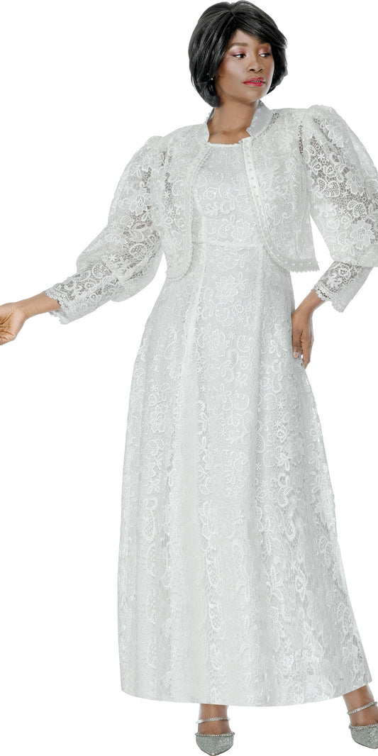 Terramina 7331 - Off White - Jacket and Dress with Lace Overlay