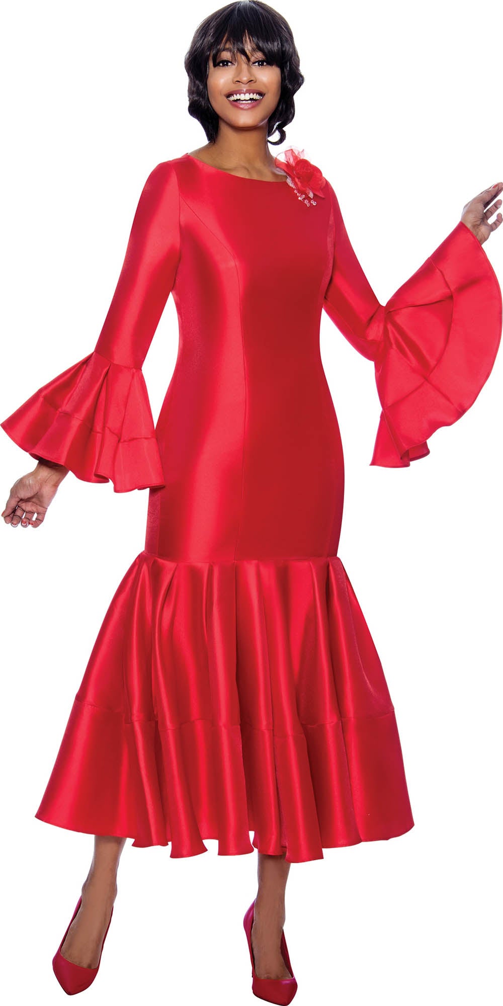 Terramina - 7764 - Red - Drop-waist Dress