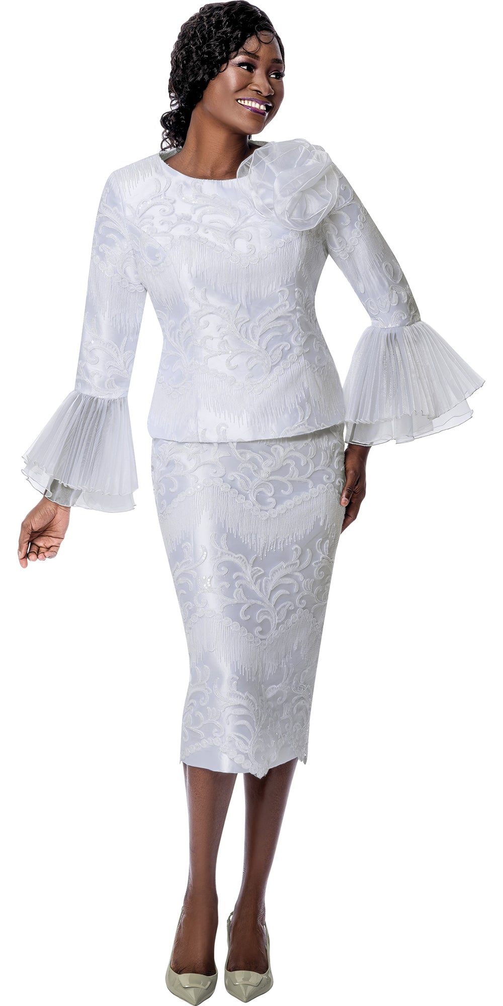 Terramina 7861 - White - 2 pc Skirt Suit