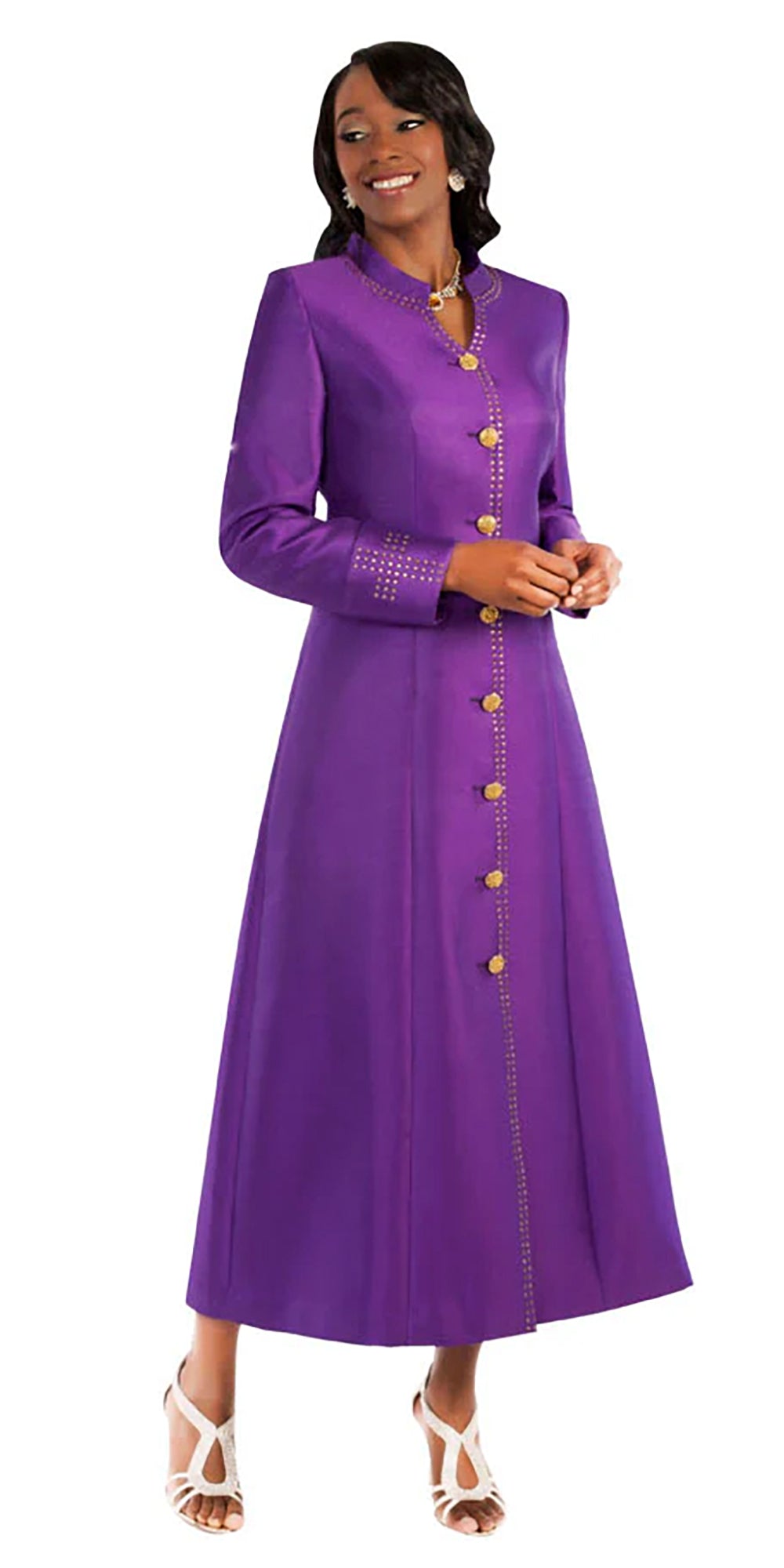 Tally Taylor - 4445 - Purple - Rhinestone Embellished Clergy Robe