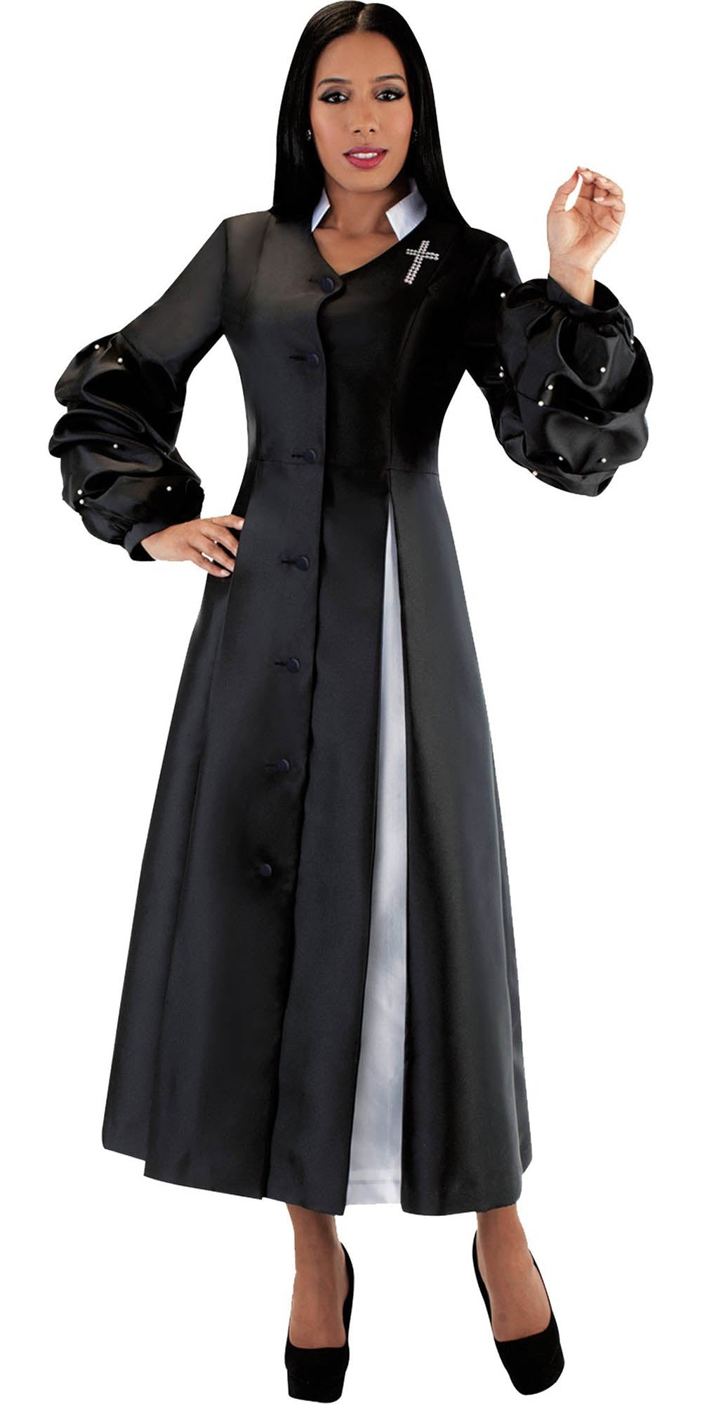 Tally Taylor - 4730 - Black White - Women's Clergy Robe