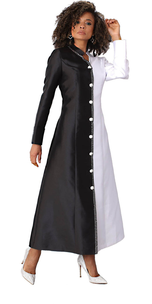 Tally Taylor - 4804 - Black White - Women's Two Tone Clergy Robe