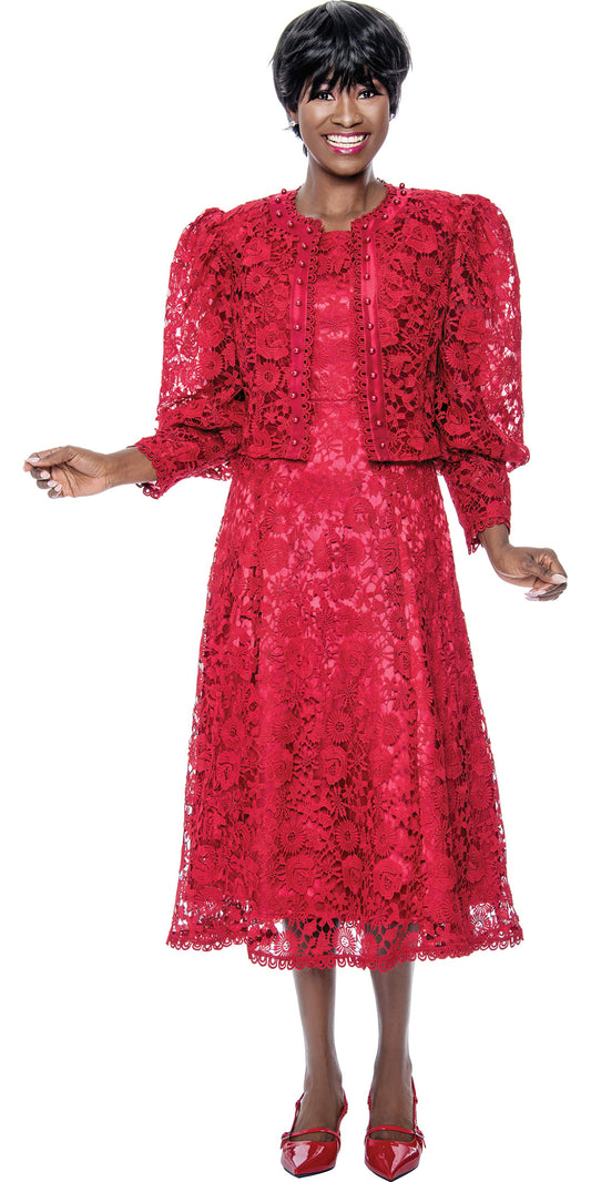 Terramina 7051 - Red - Lace 2 pc Jacket Dress