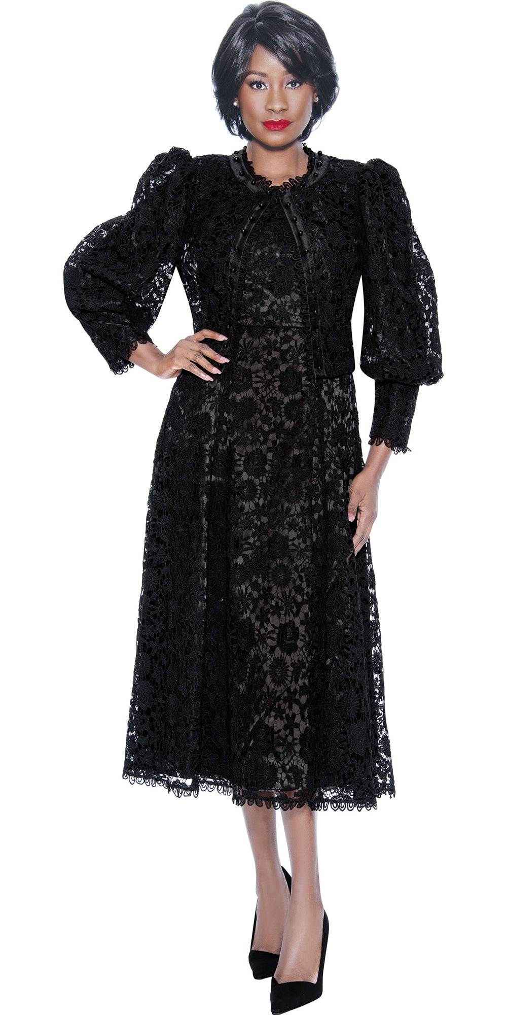 Terramina 7051 - Black - Lace 2 pc Jacket Dress