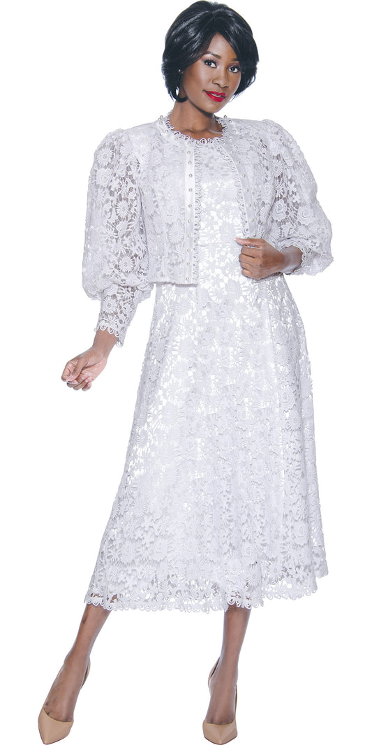 Terramina 7051 - White - Lace 2 pc Jacket Dress