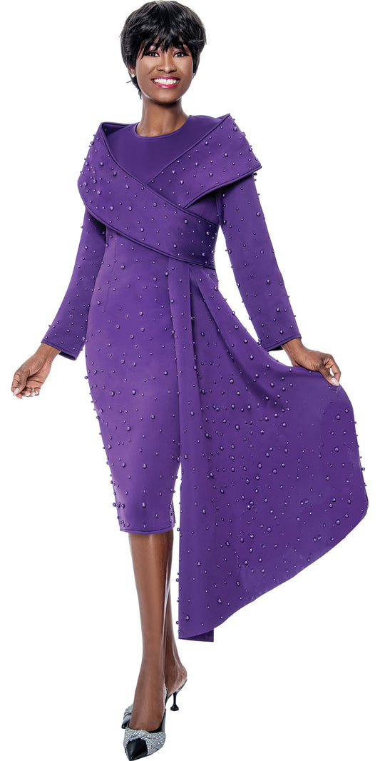 Terramina 7111 - Purple - Pearl Scuba Dress