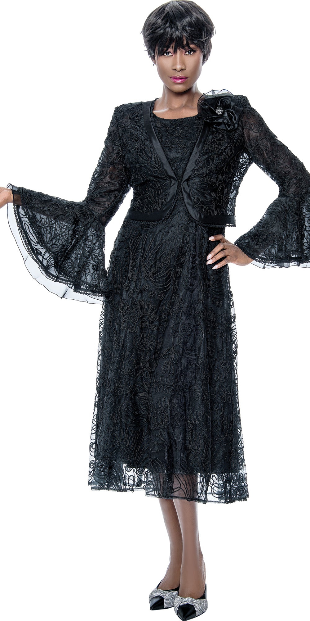 Terramina 7178 - Black - Lace 2 pc Jacket Dress