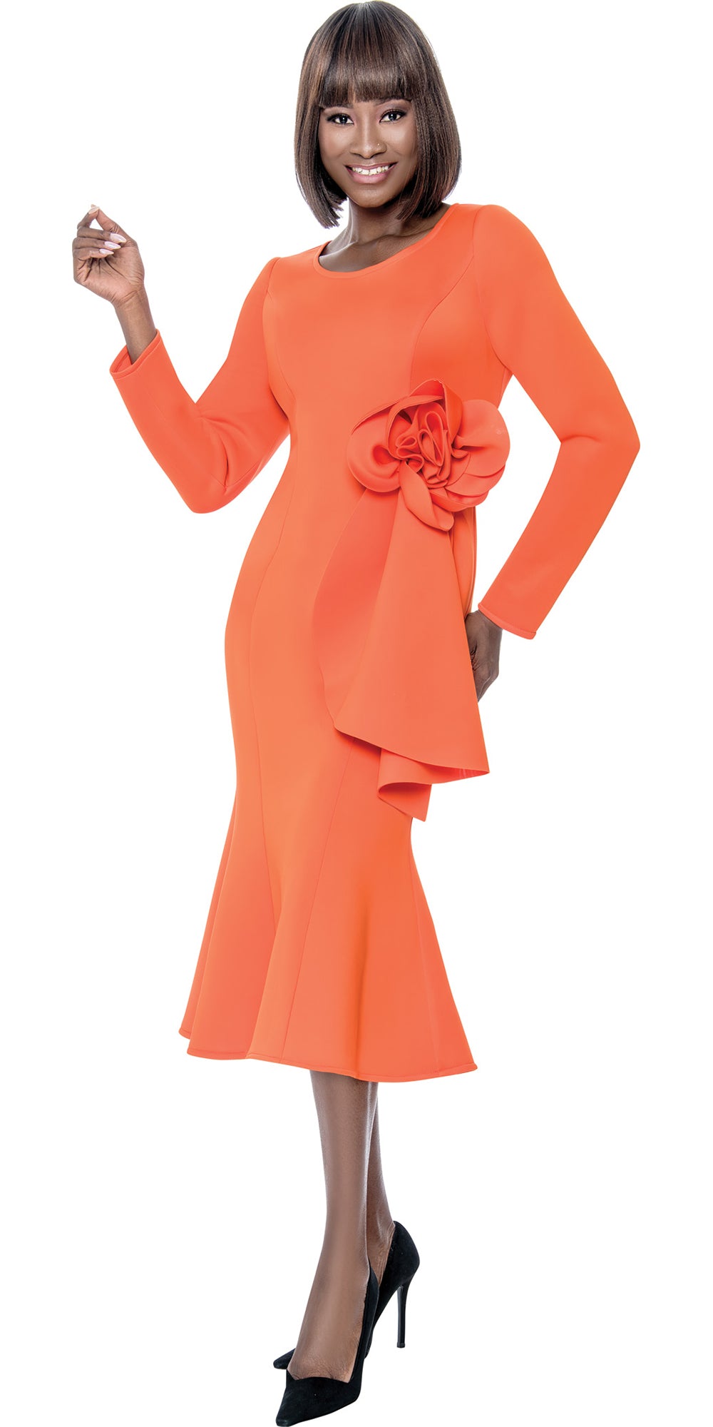 Terramina 7205 -Orange - Mermaid Rosette Dress