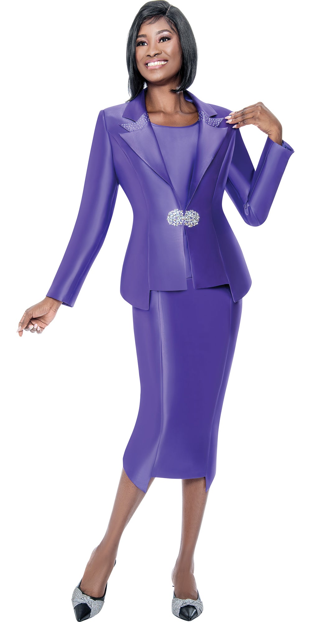 Terramina 7206 - Purple -  3pc Skirt Suit