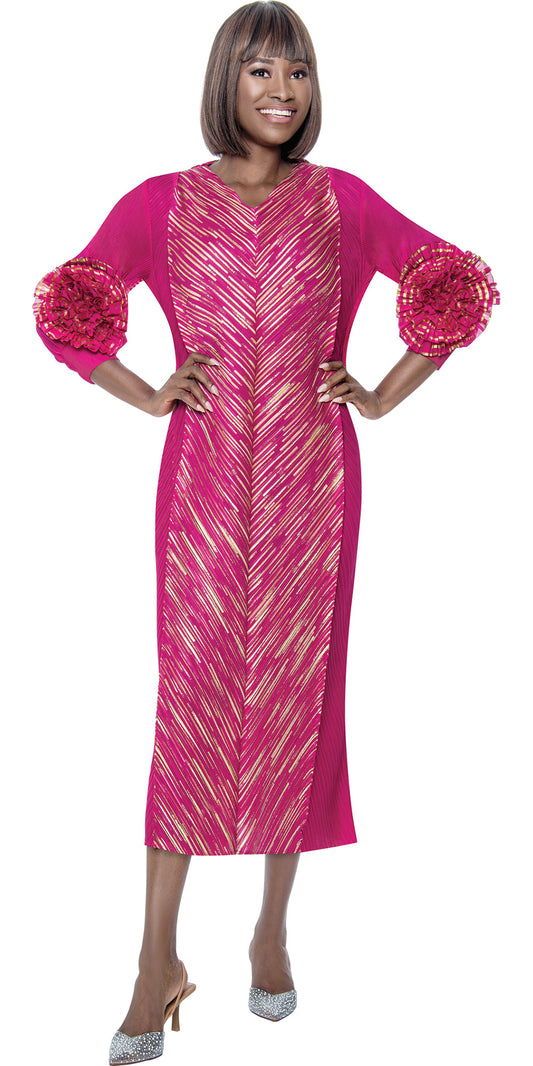 Terramina 7219 - Fuchsia - Midi Dress