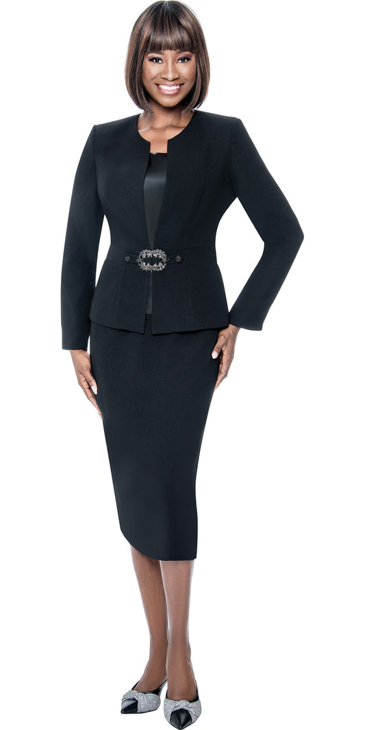 Terramina 9000 - Black - Peachskin Skirt Suit