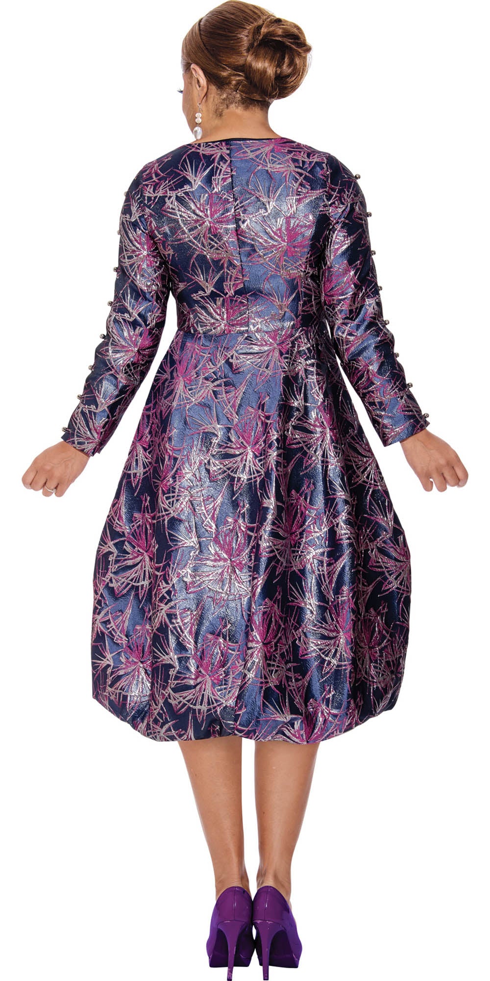 Dorinda Clark Cole - 5051 - Purple - Embellished Zipper Bubble Dress