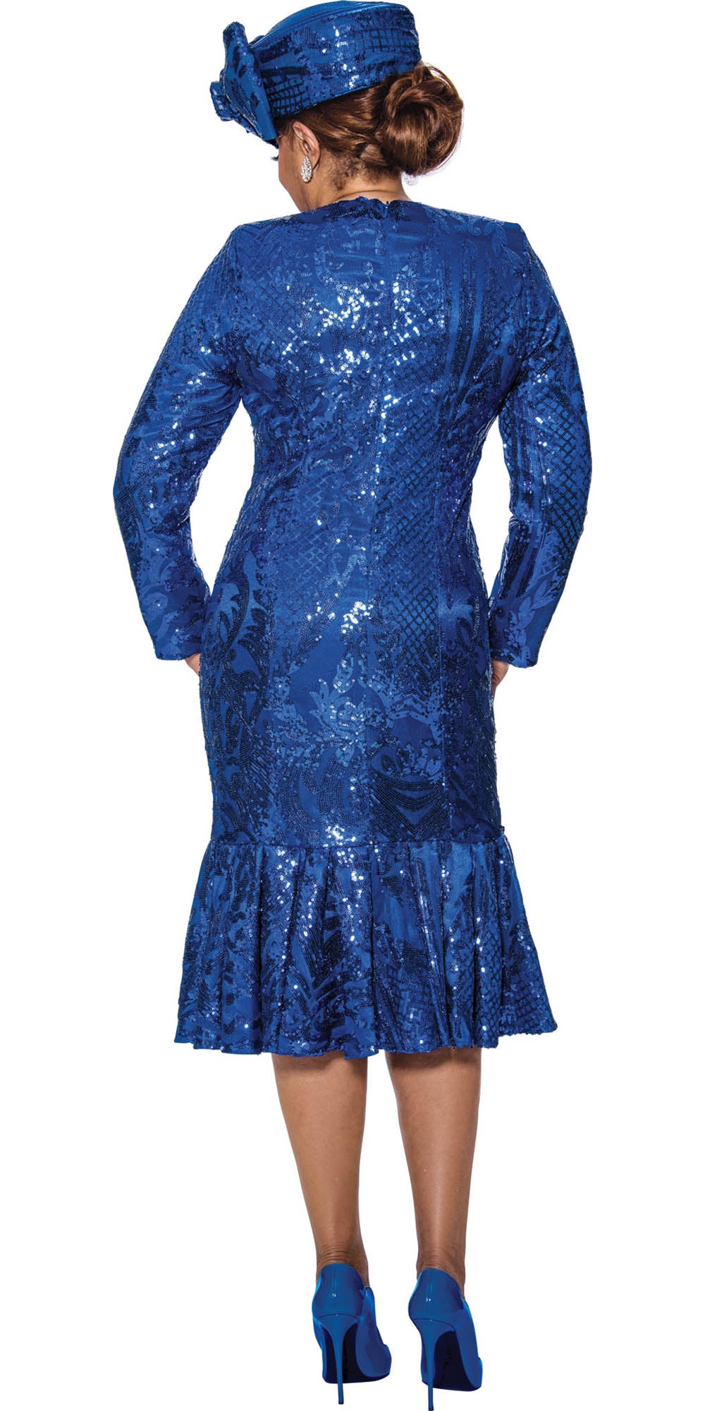 Dorinda Clark Cole - 5121 - Royal - Sequin Flounce Skirt Dress