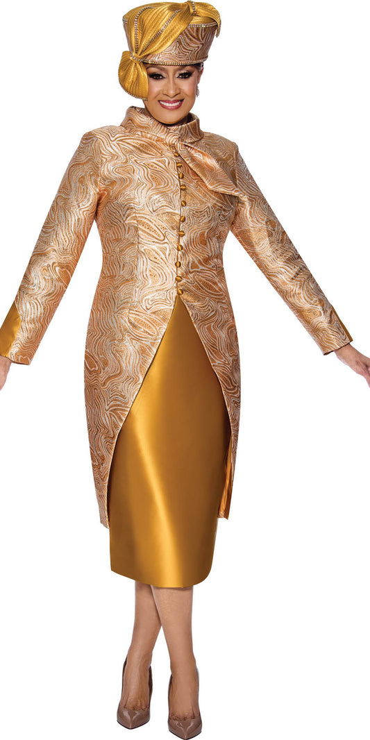 Dorinda Clark Cole - 5192 - Gold - Jaquard Print Dress